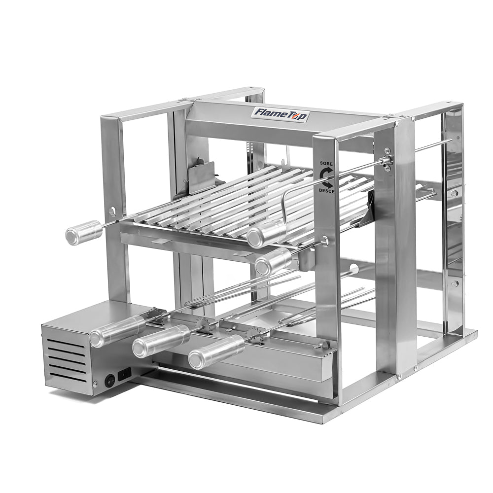 Churrasqueira Grill Elevatória 3 Espetos Com Grelha Auxiliar Inox