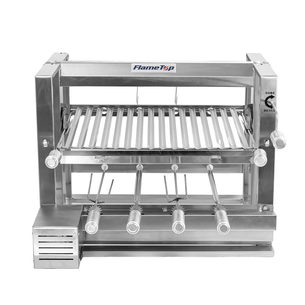 Churrasqueira Grill Elevatória 4 Espetos Com Grelha Auxiliar Inox