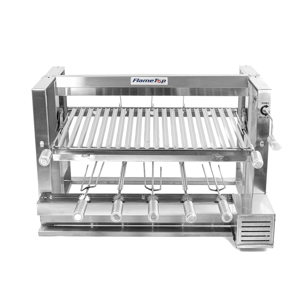 Churrasqueira Grill Elevatória 5 Espetos Com Grelha Auxiliar Inox