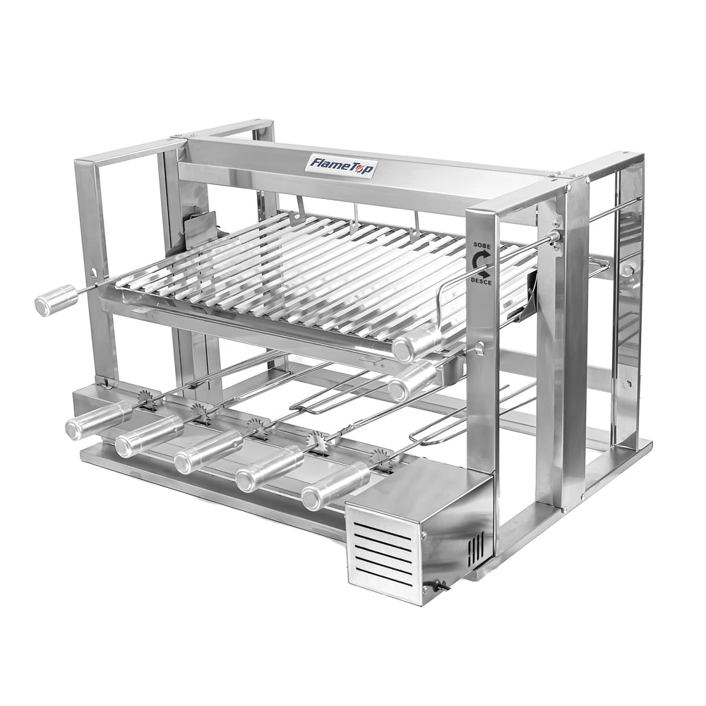 Churrasqueira Grill Elevatória 5 Espetos Com Grelha Auxiliar Inox