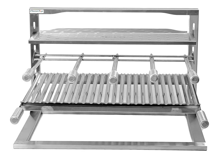 Churrasqueira Inox Suporte Fundo Suspenso Flutuante 71,5x50